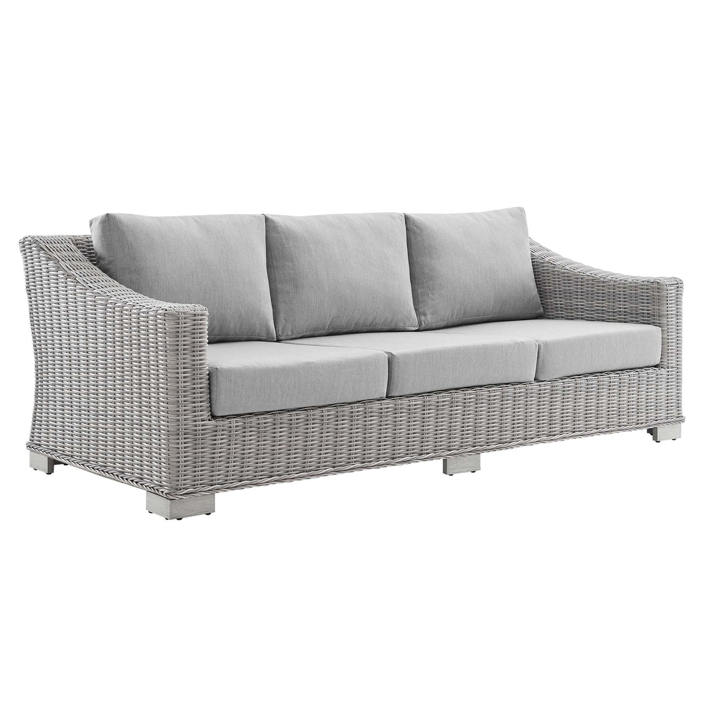 Conway 4-Piece Sunbrella Outdoor Patio Wicker Rattan Furniture Set in Light Gray Gray by Modway (4355)