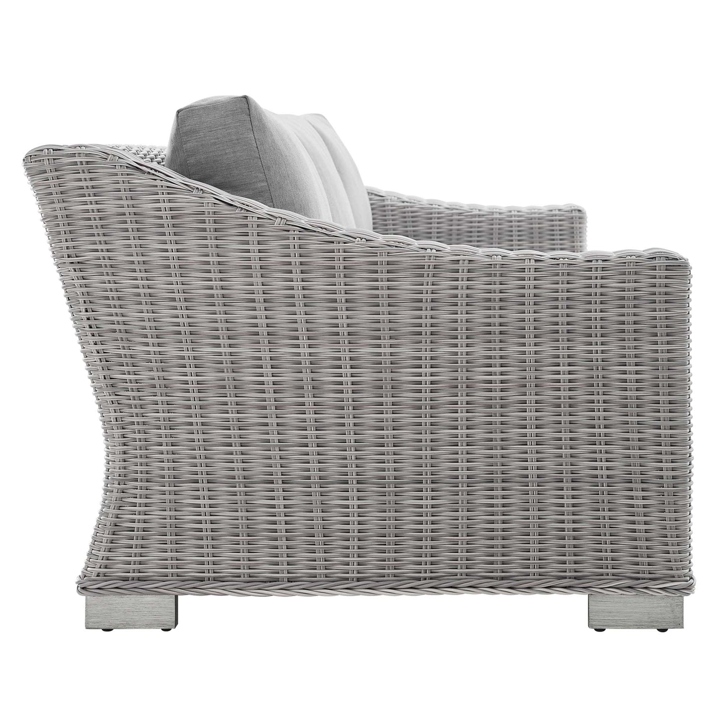 Conway 4-Piece Sunbrella Outdoor Patio Wicker Rattan Furniture Set in Light Gray Gray by Modway (4355)