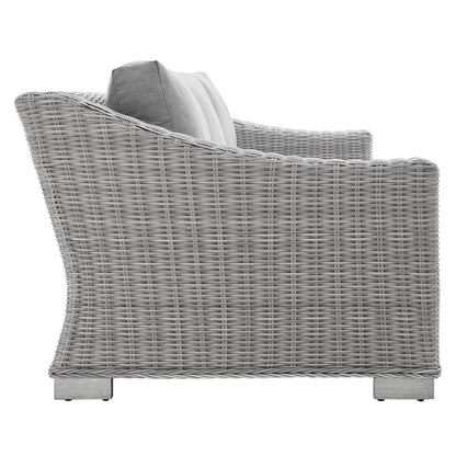 Conway 4-Piece Sunbrella Outdoor Patio Wicker Rattan Furniture Set in Light Gray Gray by Modway (4355)