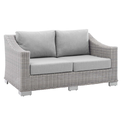 Conway 4-Piece Sunbrella Outdoor Patio Wicker Rattan Furniture Set in Light Gray Gray by Modway (4355)