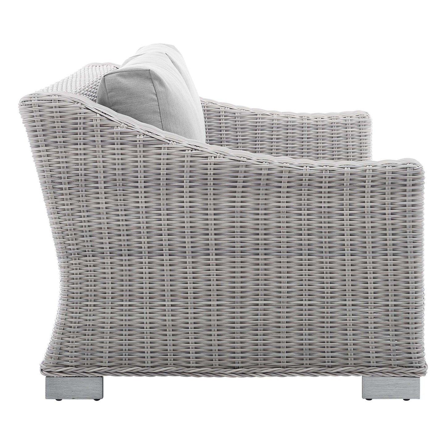 Conway 4-Piece Sunbrella Outdoor Patio Wicker Rattan Furniture Set in Light Gray Gray by Modway (4355)