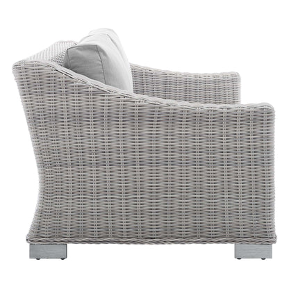 Conway 4-Piece Sunbrella Outdoor Patio Wicker Rattan Furniture Set in Light Gray Gray by Modway (4355)