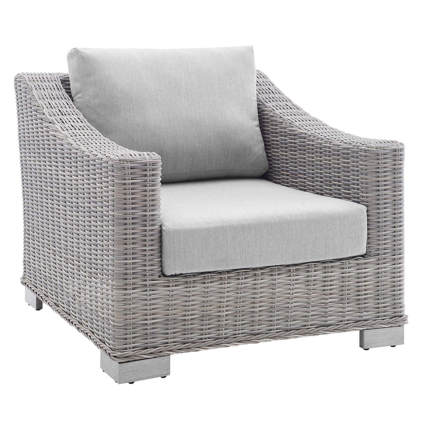 Conway 4-Piece Sunbrella Outdoor Patio Wicker Rattan Furniture Set in Light Gray Gray by Modway (4355)