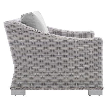 Conway 4-Piece Sunbrella Outdoor Patio Wicker Rattan Furniture Set in Light Gray Gray by Modway (4355)