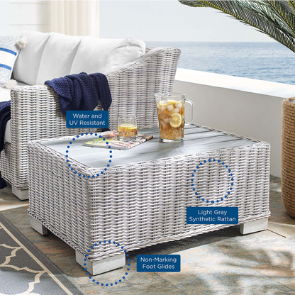 Conway 4-Piece Sunbrella Outdoor Patio Wicker Rattan Furniture Set in Light Gray White by Modway (4355)