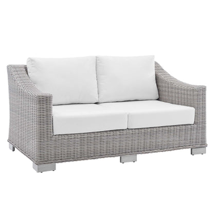Conway 4-Piece Sunbrella Outdoor Patio Wicker Rattan Furniture Set in Light Gray White by Modway (4355)
