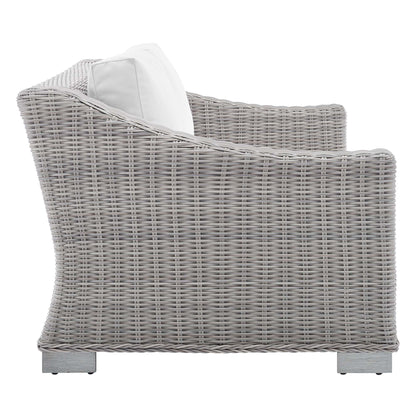 Conway 4-Piece Sunbrella Outdoor Patio Wicker Rattan Furniture Set in Light Gray White by Modway (4355)