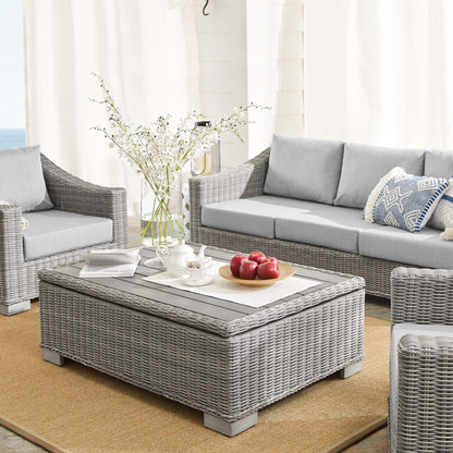 Conway 4-Piece Sunbrella Outdoor Patio Wicker Rattan Furniture Set in Light Gray Gray by Modway (4359)