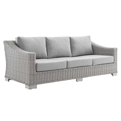 Conway 4-Piece Sunbrella Outdoor Patio Wicker Rattan Furniture Set in Light Gray Gray by Modway (4359)