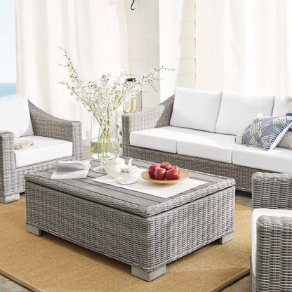 Conway 4-Piece Sunbrella Outdoor Patio Wicker Rattan Furniture Set in Light Gray White by Modway (4359)