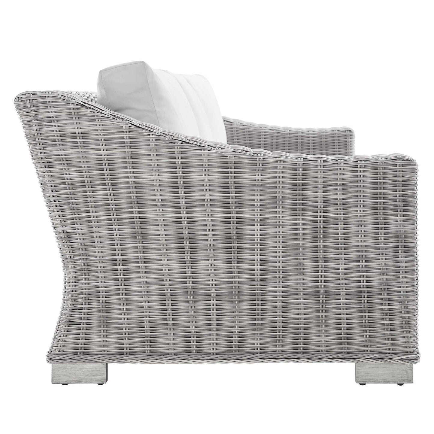 Conway 4-Piece Sunbrella Outdoor Patio Wicker Rattan Furniture Set in Light Gray White by Modway (4359)