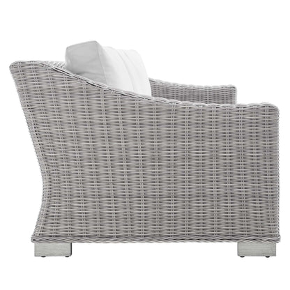Conway 4-Piece Sunbrella Outdoor Patio Wicker Rattan Furniture Set in Light Gray White by Modway (4359)