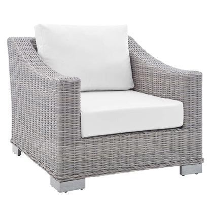 Conway 4-Piece Sunbrella Outdoor Patio Wicker Rattan Furniture Set in Light Gray White by Modway (4359)