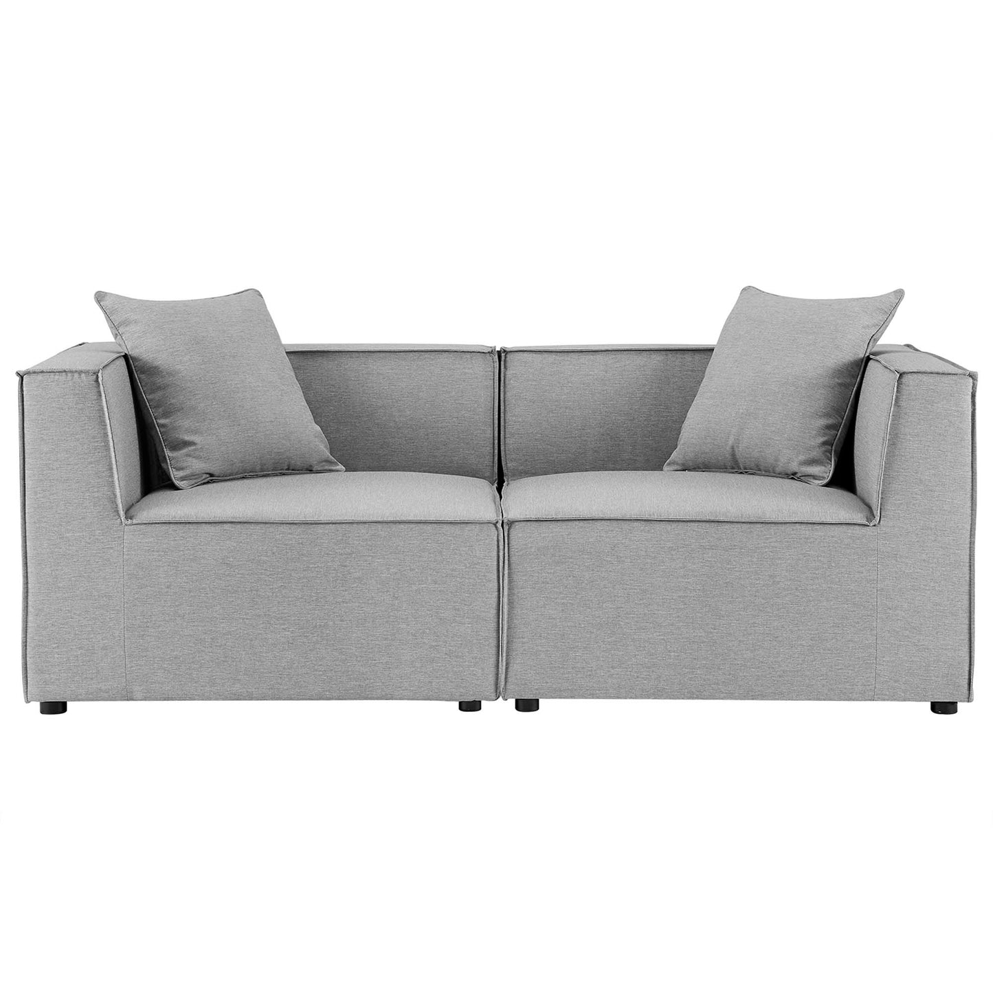 Saybrook 2-Piece Outdoor Patio Upholstered Sectional Sofa Loveseat in Gray by Modway (4377)
