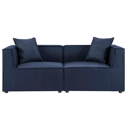 Saybrook 2-Piece Outdoor Patio Upholstered Sectional Sofa Loveseat in Navy by Modway (4377)