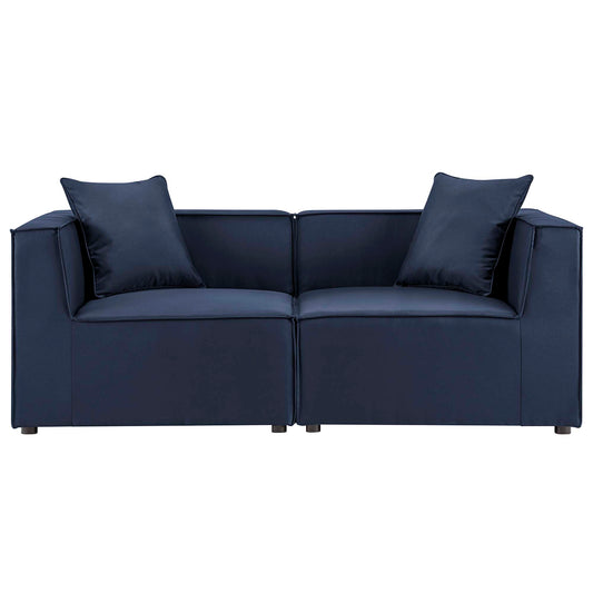 Saybrook 2-Piece Outdoor Patio Upholstered Sectional Sofa Loveseat in Navy by Modway (4377)