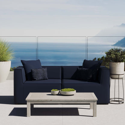 Saybrook 2-Piece Outdoor Patio Upholstered Sectional Sofa Loveseat in Navy by Modway (4377)