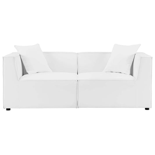 Saybrook 2-Piece Outdoor Patio Upholstered Sectional Sofa Loveseat in White by Modway (4377)