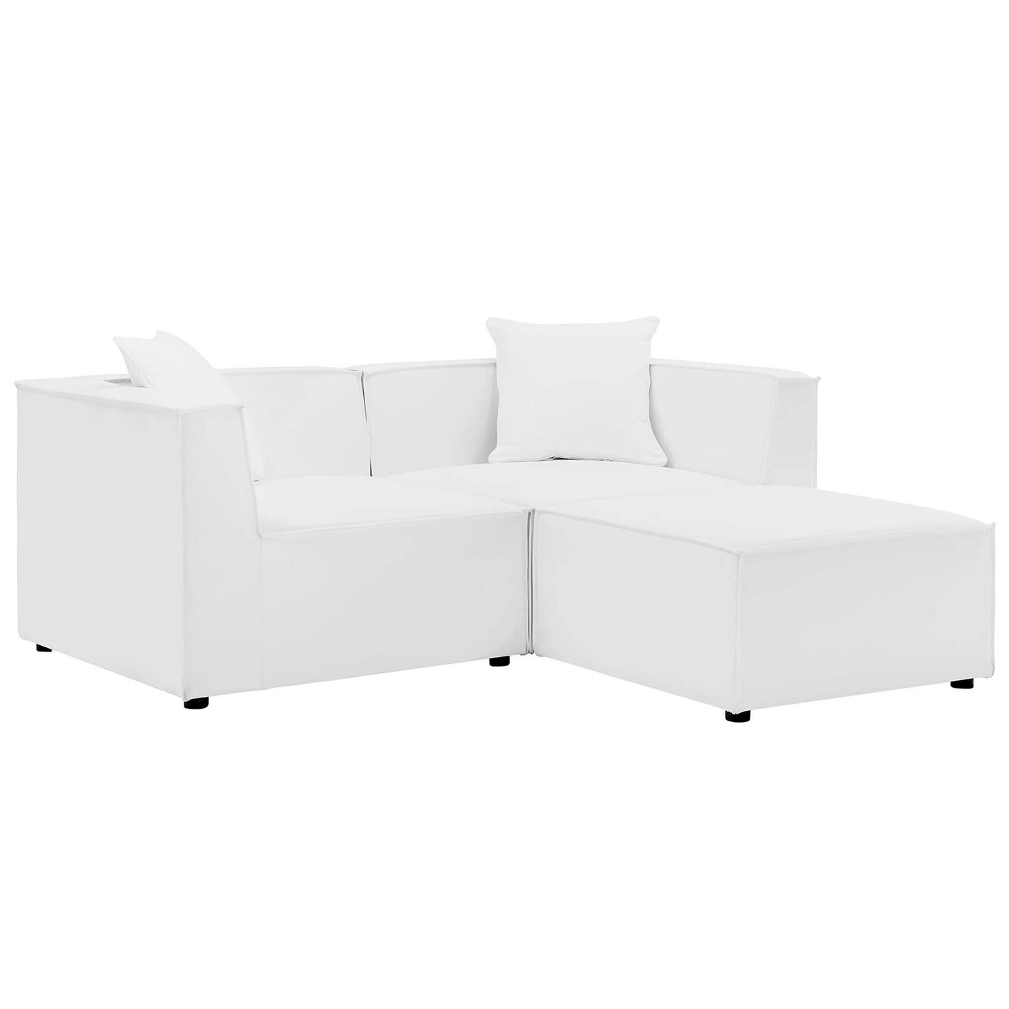 Saybrook Outdoor Patio Upholstered Loveseat and Ottoman Set in White by Modway (4378)