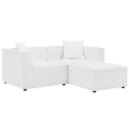 Saybrook Outdoor Patio Upholstered Loveseat and Ottoman Set in White by Modway (4378)