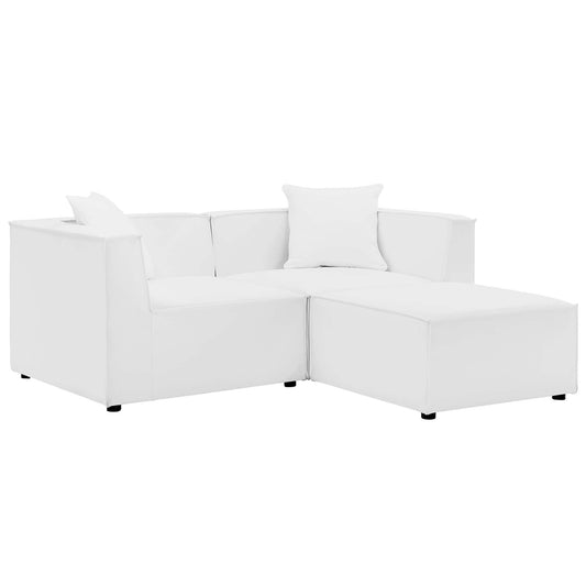 Saybrook Outdoor Patio Upholstered Loveseat and Ottoman Set in White by Modway (4378)