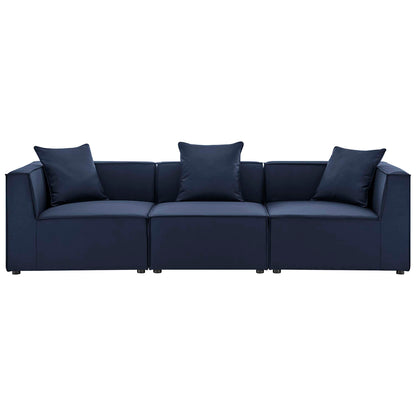 Saybrook 3-Piece Outdoor Patio Upholstered Sectional Sofa in Navy by Modway (4379)