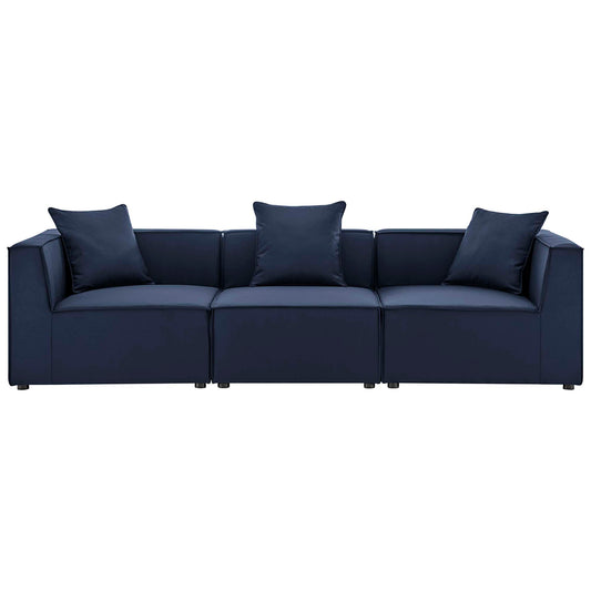 Saybrook 3-Piece Outdoor Patio Upholstered Sectional Sofa in Navy by Modway (4379)