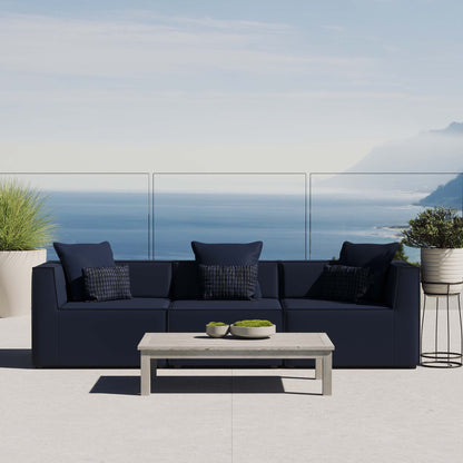 Saybrook 3-Piece Outdoor Patio Upholstered Sectional Sofa in Navy by Modway (4379)