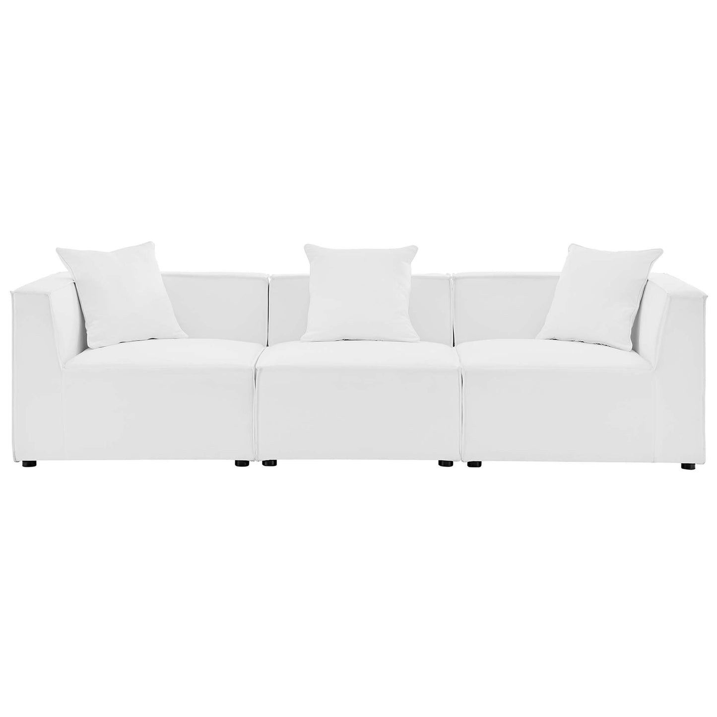 Saybrook 3-Piece Outdoor Patio Upholstered Sectional Sofa in White by Modway (4379)