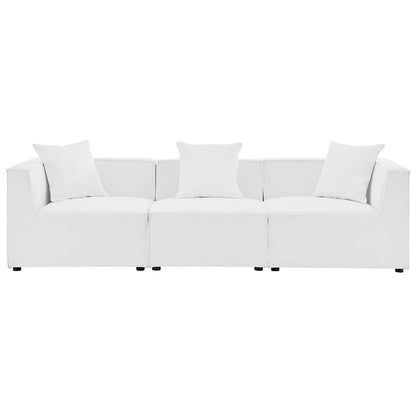 Saybrook 3-Piece Outdoor Patio Upholstered Sectional Sofa in White by Modway (4379)