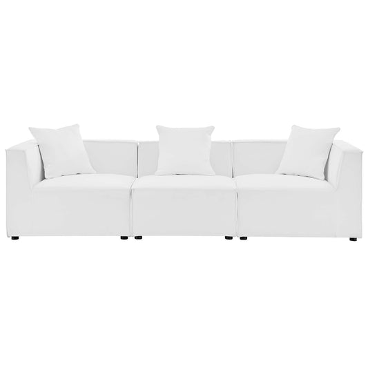 Saybrook 3-Piece Outdoor Patio Upholstered Sectional Sofa in White by Modway (4379)