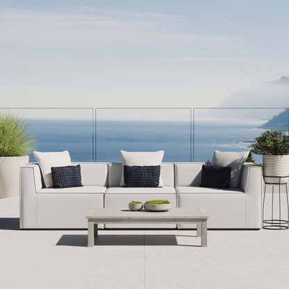 Saybrook 3-Piece Outdoor Patio Upholstered Sectional Sofa in White by Modway (4379)