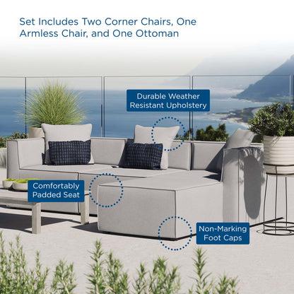 Saybrook 4-Piece Outdoor Patio Upholstered Sectional Sofa in Gray by Modway (4380)