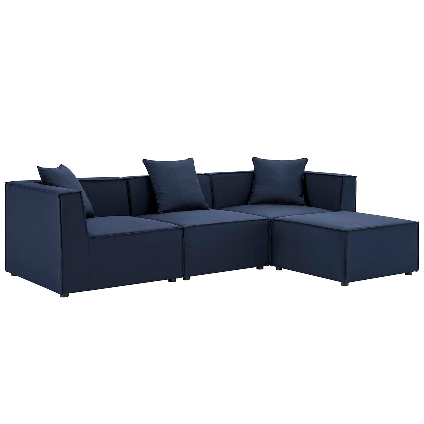 Saybrook 4-Piece Outdoor Patio Upholstered Sectional Sofa in Navy by Modway (4380)