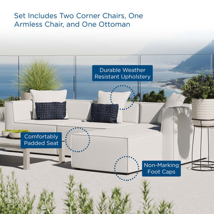 Saybrook 4-Piece Outdoor Patio Upholstered Sectional Sofa in White by Modway (4380)