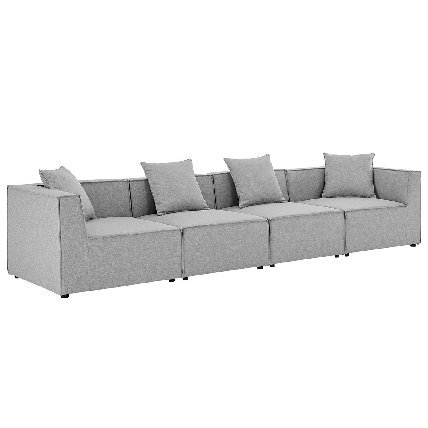 Saybrook 4-Piece Outdoor Patio Upholstered Sectional Sofa in Gray by Modway (4381)