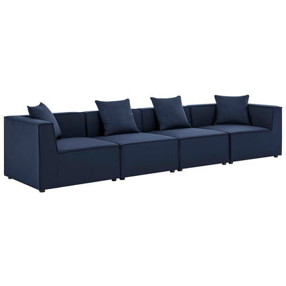Saybrook 4-Piece Outdoor Patio Upholstered Sectional Sofa in Navy by Modway (4381)