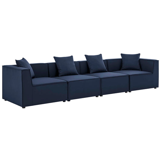 Saybrook 4-Piece Outdoor Patio Upholstered Sectional Sofa in Navy by Modway (4381)