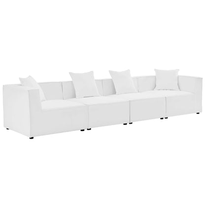 Saybrook 4-Piece Outdoor Patio Upholstered Sectional Sofa in White by Modway (4381)