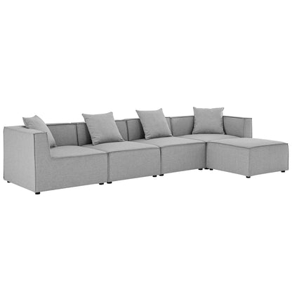 Saybrook 5-Piece Outdoor Patio Upholstered Sectional Sofa in Gray by Modway (4382)