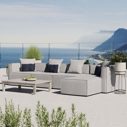Saybrook 5-Piece Outdoor Patio Upholstered Sectional Sofa in Gray by Modway (4382)