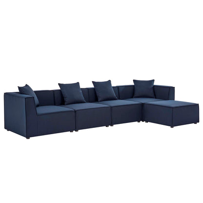 Saybrook 5-Piece Outdoor Patio Upholstered Sectional Sofa in Navy by Modway (4382)
