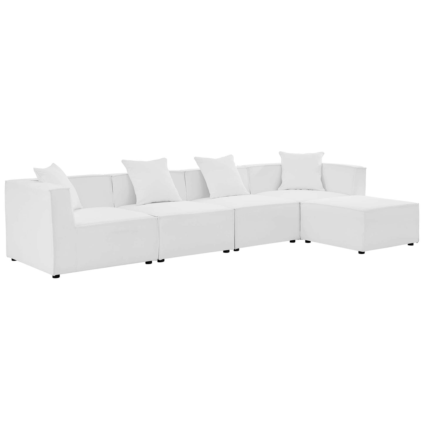 Saybrook 5-Piece Outdoor Patio Upholstered Sectional Sofa in White by Modway (4382)