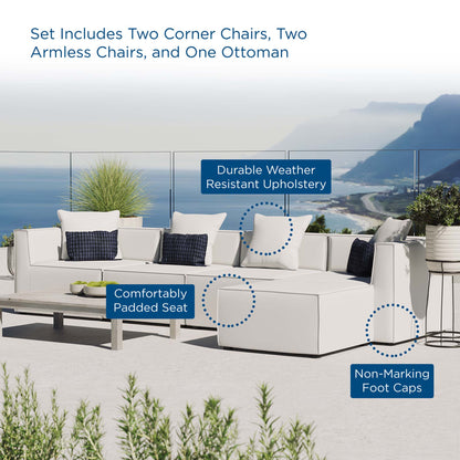 Saybrook 5-Piece Outdoor Patio Upholstered Sectional Sofa in White by Modway (4382)