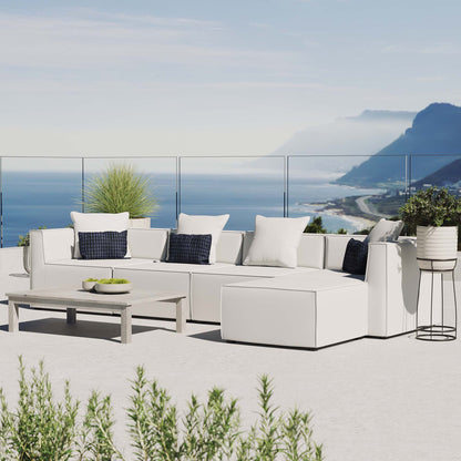 Saybrook 5-Piece Outdoor Patio Upholstered Sectional Sofa in White by Modway (4382)