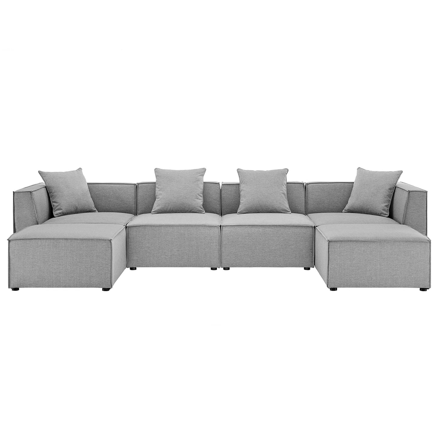 Saybrook 6-Piece Outdoor Patio Upholstered Sectional Sofa in Gray by Modway (4383)