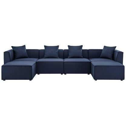 Saybrook 6-Piece Outdoor Patio Upholstered Sectional Sofa in Navy by Modway (4383)