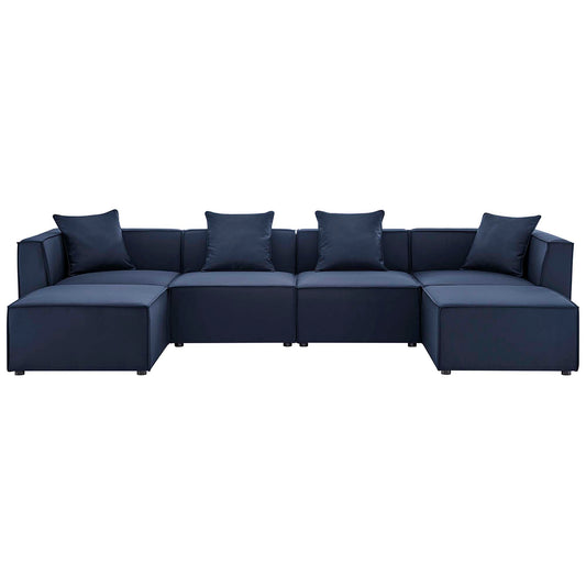 Saybrook 6-Piece Outdoor Patio Upholstered Sectional Sofa in Navy by Modway (4383)