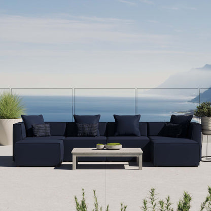 Saybrook 6-Piece Outdoor Patio Upholstered Sectional Sofa in Navy by Modway (4383)