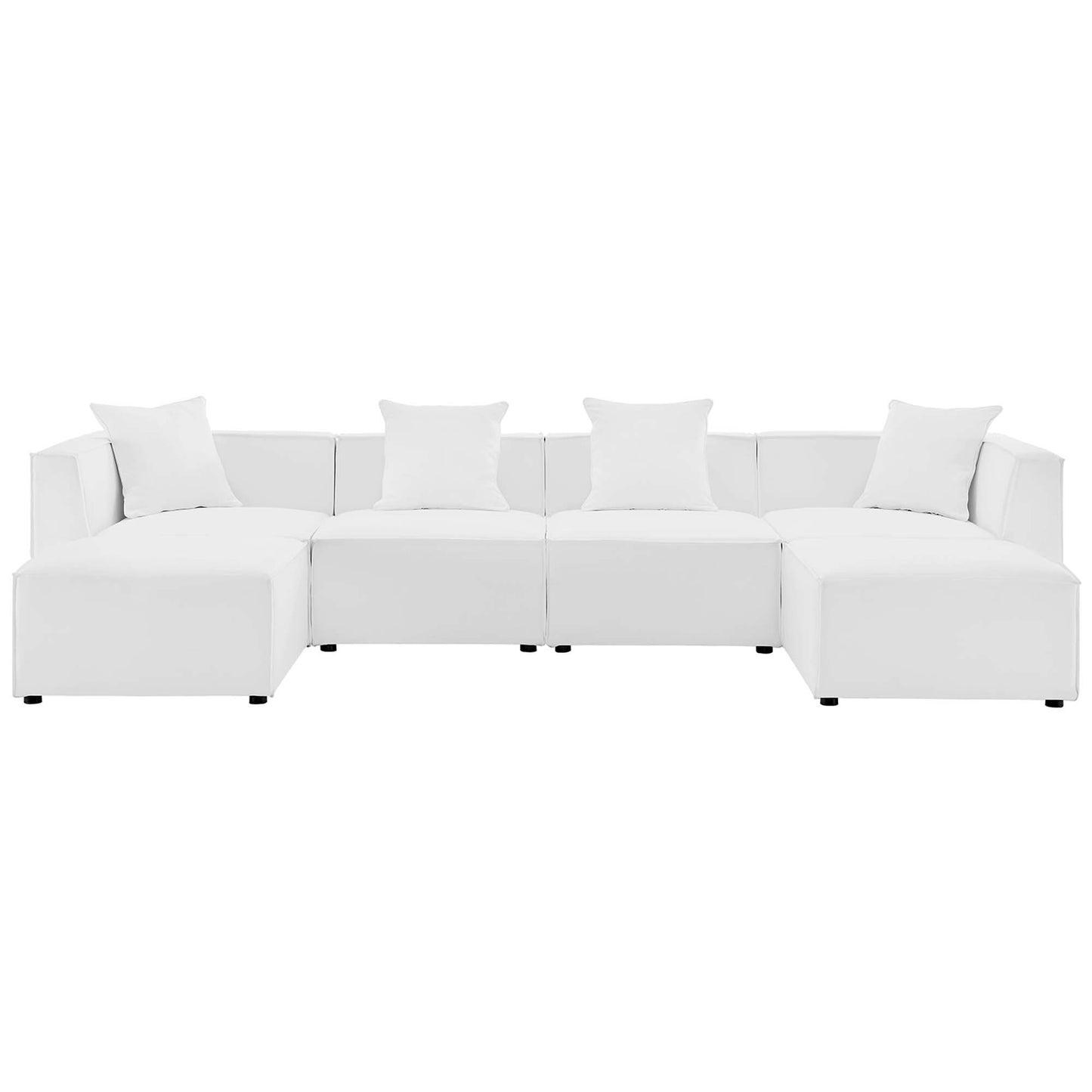 Saybrook 6-Piece Outdoor Patio Upholstered Sectional Sofa in White by Modway (4383)